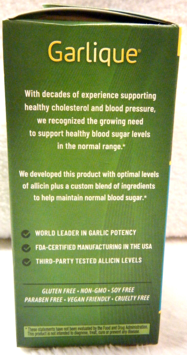 Garlique Healthy Blood Sugar Caplets- 60 Count **FAST SHIP**