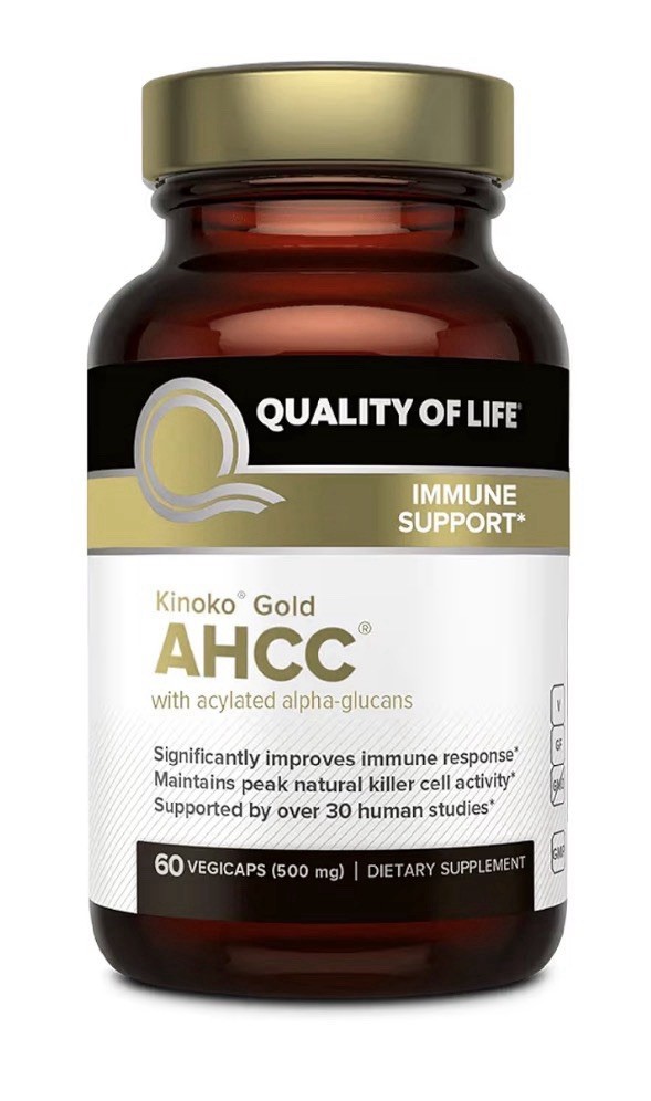 2 Packs Quality of Life Kinoko Gold AHCC Immune Support 120 Capsules