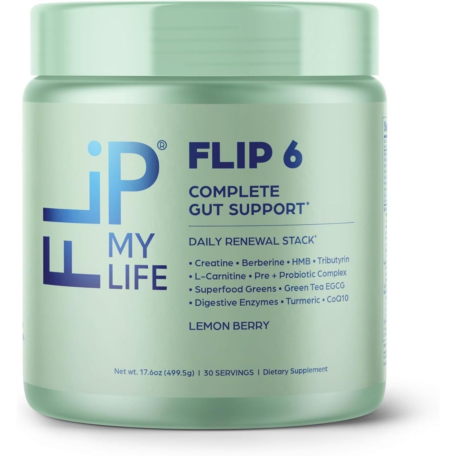 Flip My Life FLIP 6 Gut Health Powder Lemon Berry Complete Gut Support 30 Srv