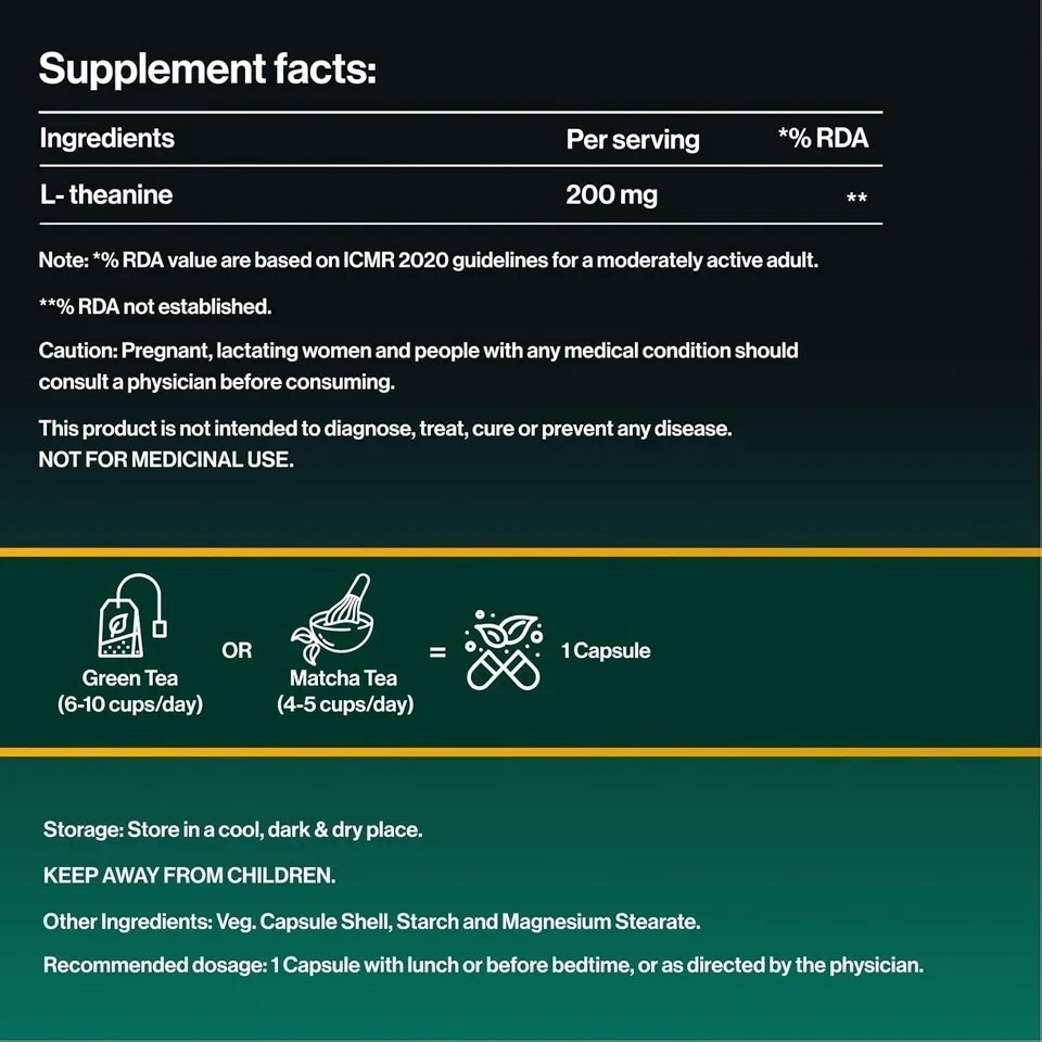 AgeLabs L-Theanine 200 mg Supplement – 60 Capsules A352