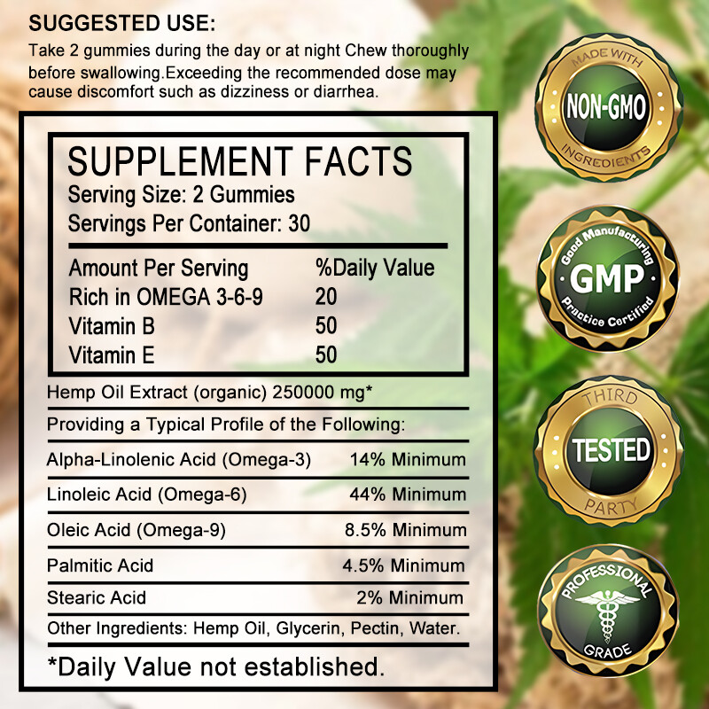 Natural gummies- Pure, Vegan – anxiety, sleep, pain, relaxation 60 Capsules