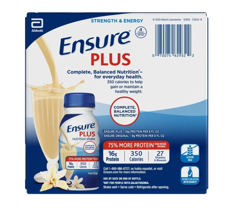 Ensure Plus Nutrition Shake Vanilla 16 Pack 16g Protein 8oz