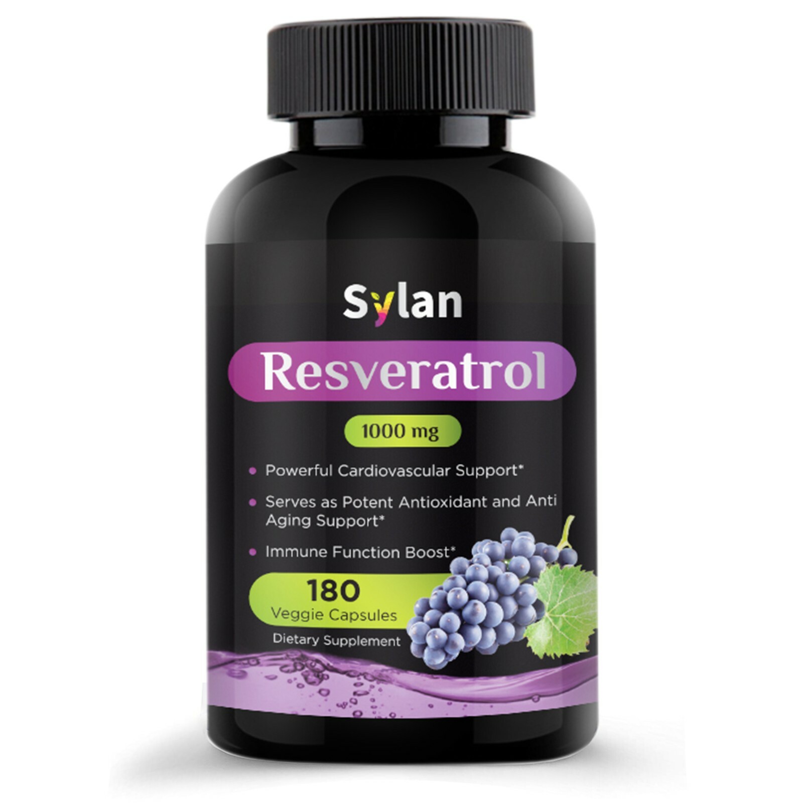 Resveratrol Supplement 1000 mg 180 Caps Made in USA Antioxidant & Anti Aging
