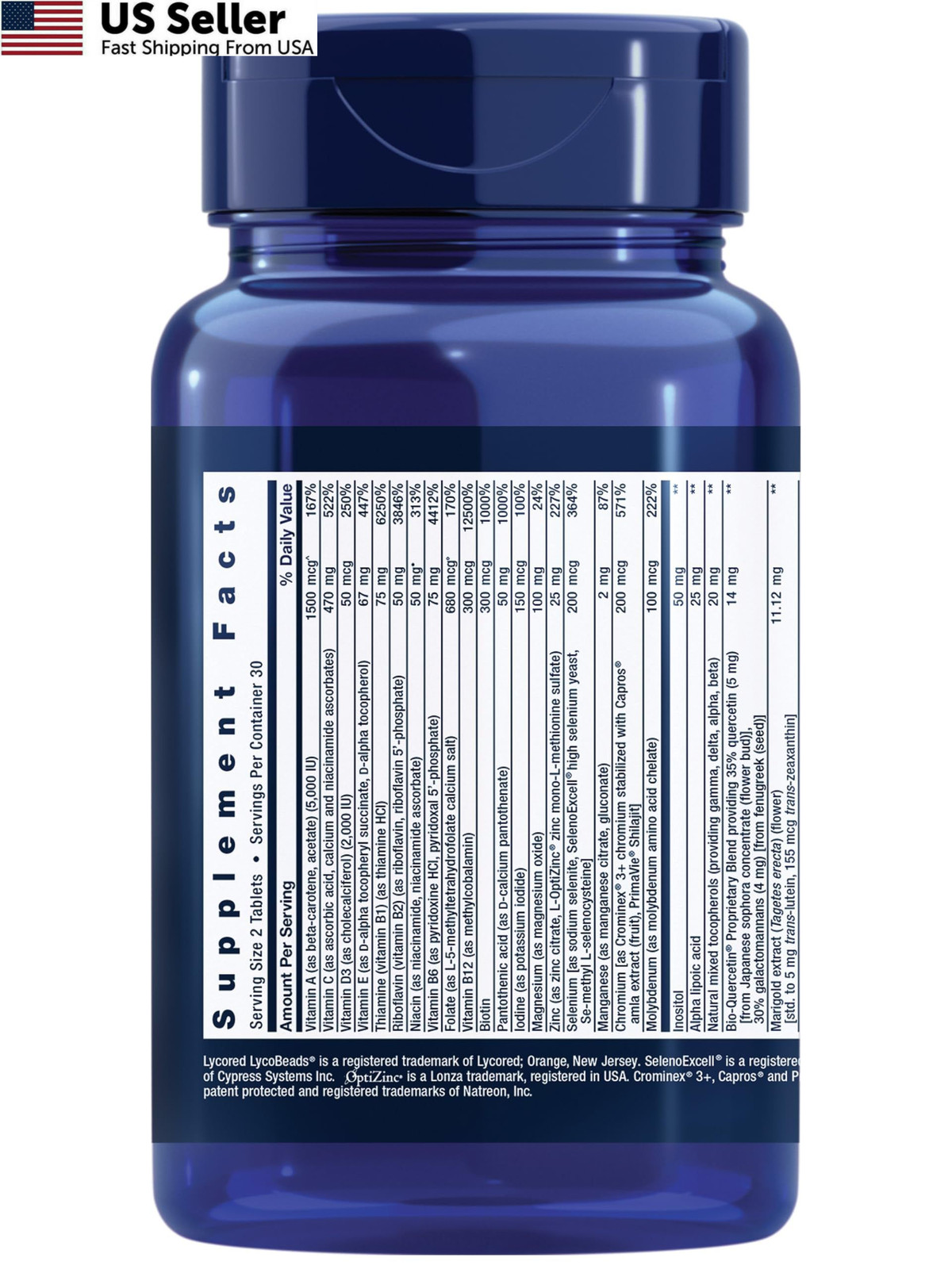 Two-Per-Day Multivitamin 60 Tablets Daily Essential Mineral Supplement USA