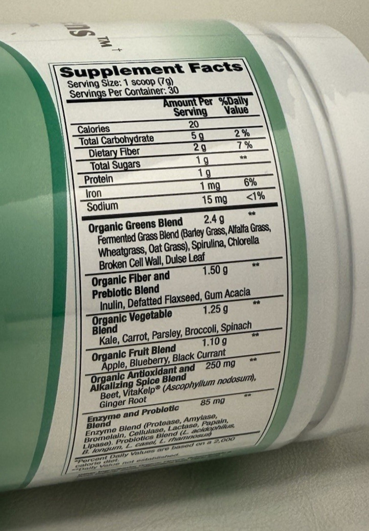 Peak Pure & Natural Organic Alkalizing Greens Diet Suppliment 7.4oz 05/26 Mult