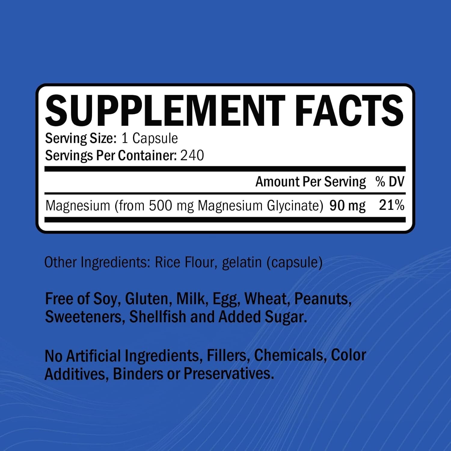 Magnesium Glycinate High Absorption Magnesium Supplement 500mg Per Serving 240ct