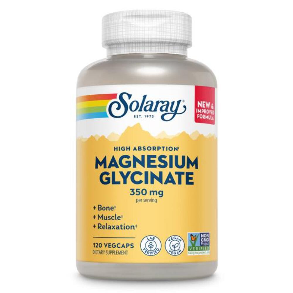 9/28 SOLARAY Magnesium Glycinate Capsules, Chelated Magnesium Bisglycinate w/Bio