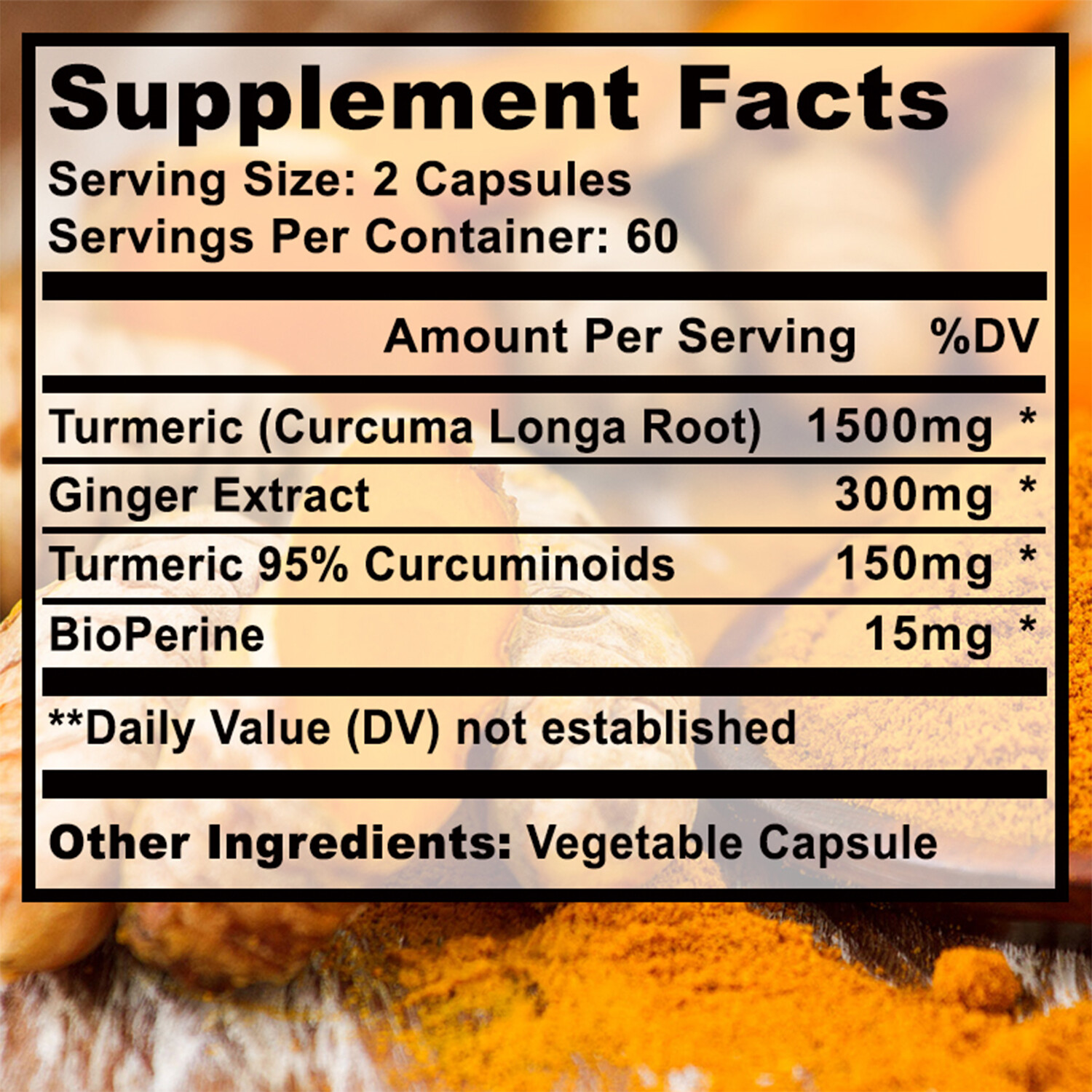 Turmeric Curcumin Capsules-with Bioperine,Ginger-High Absorption Triple Strength