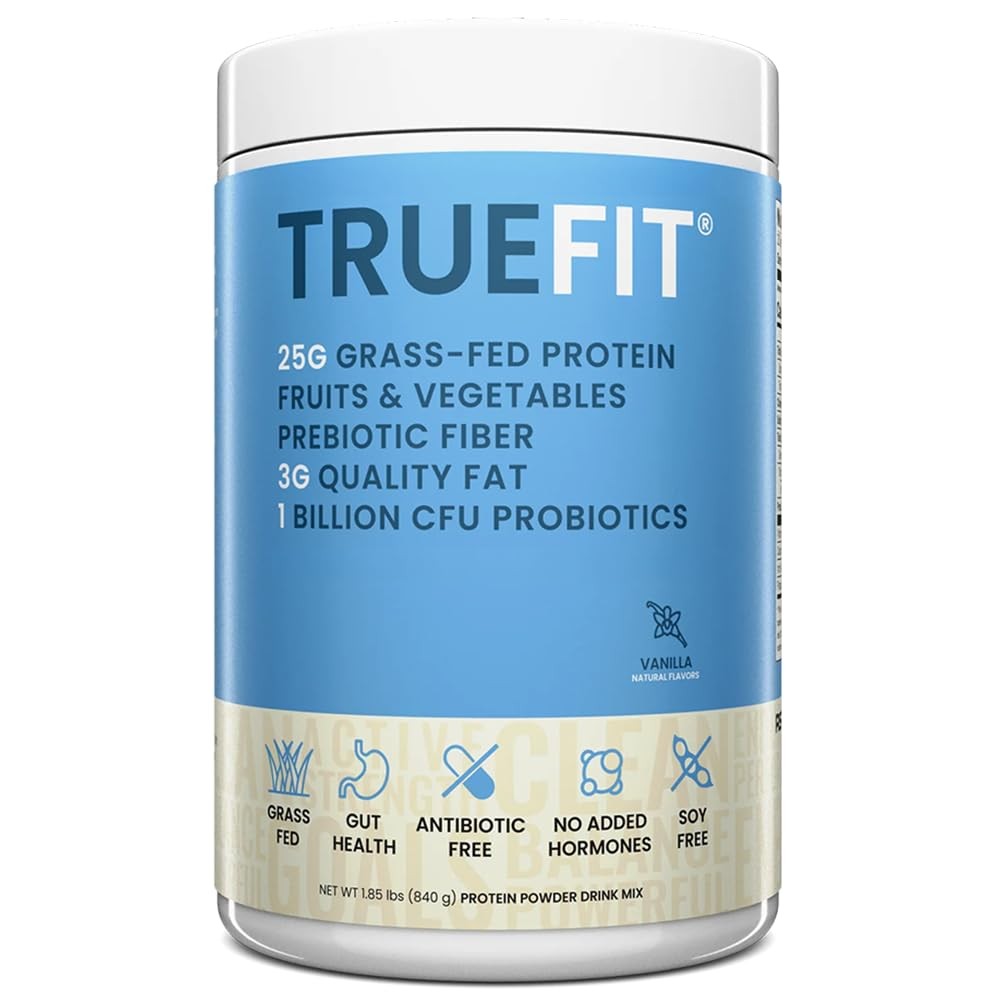 TrueFit High Fiber Protein Powder, Grass-Fed Whey Meal Replacement Shake with Pr