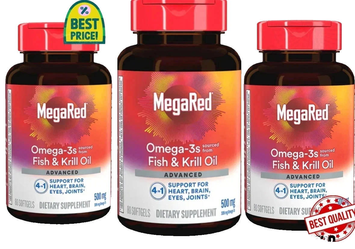 3 Pack – MegaRed Omega-3 Fish Oil + Krill Oil 500mg | 80 Softgels Each Best sale