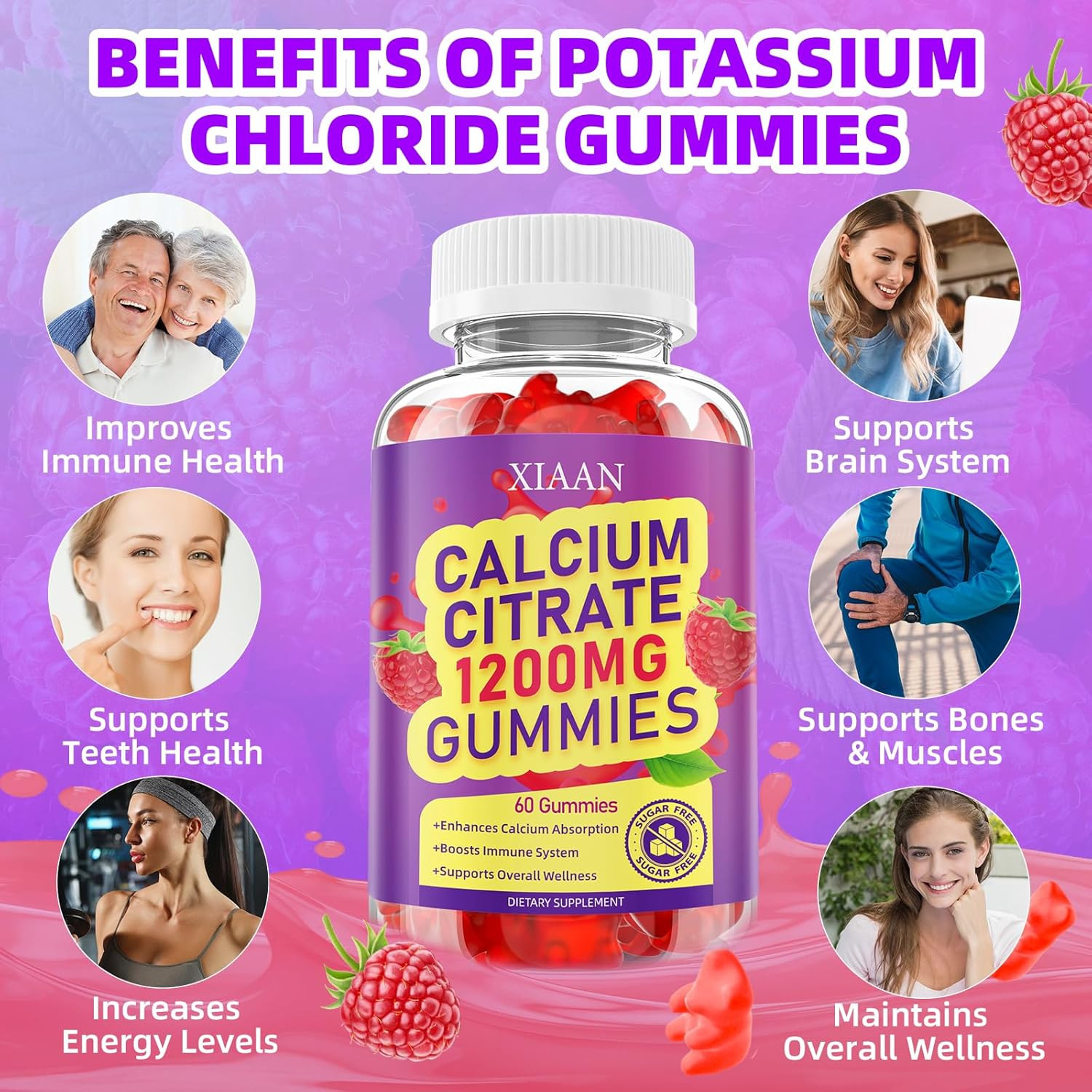 Calcium Citrate Gummies 1200Mg Calcium Gummies for Women & Men, Chewable Calcium