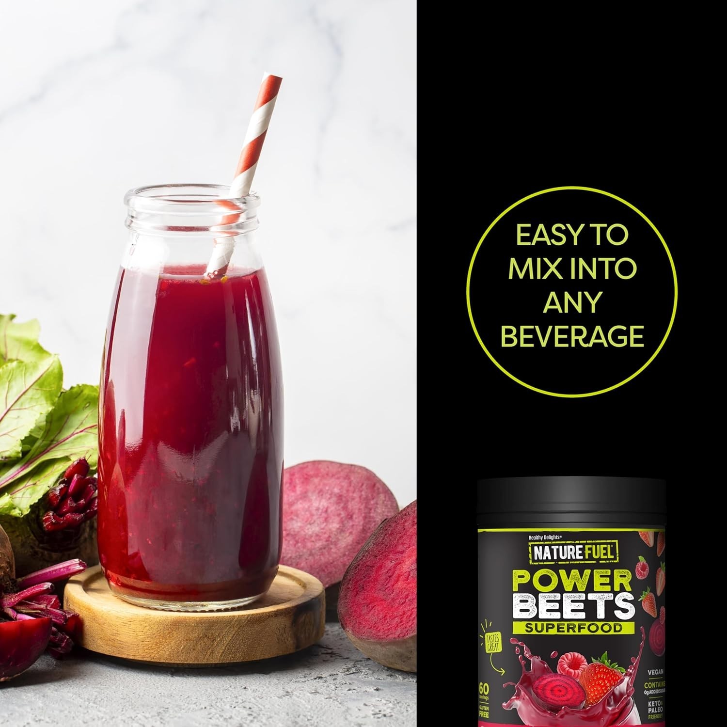 SlimFast Nature Fuel Power Beets Powder, Delicious Mixed Berry Free Shipping