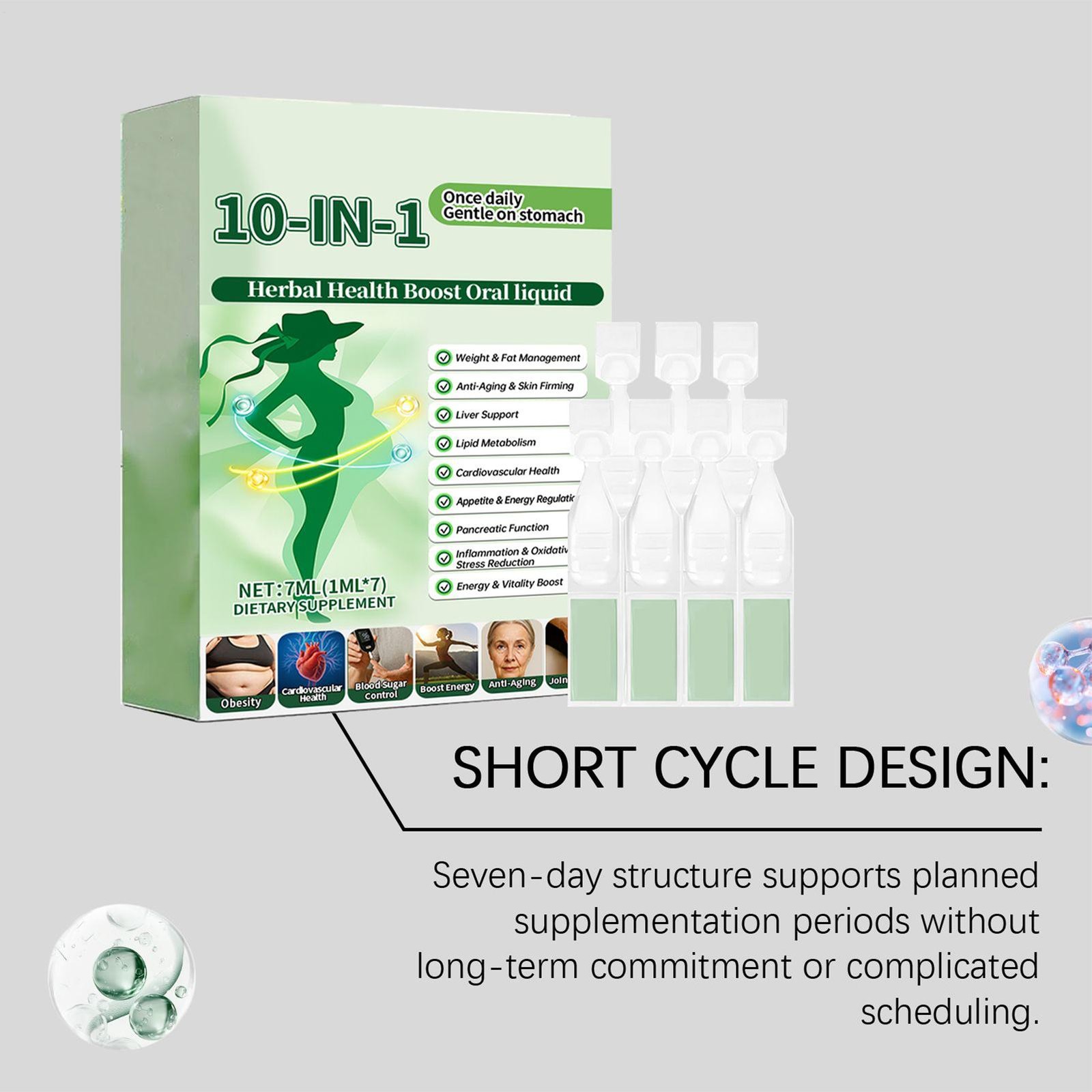 Premium 10 in1 Herbal Health Boost Oral Liquid – Weight & Fat Management Skin Fi