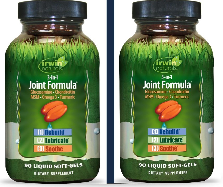 2-Pk. Irwin Naturals 3-In-1 JOINT FORMULA Supports Healthy Joints – 90 Soft-Gels