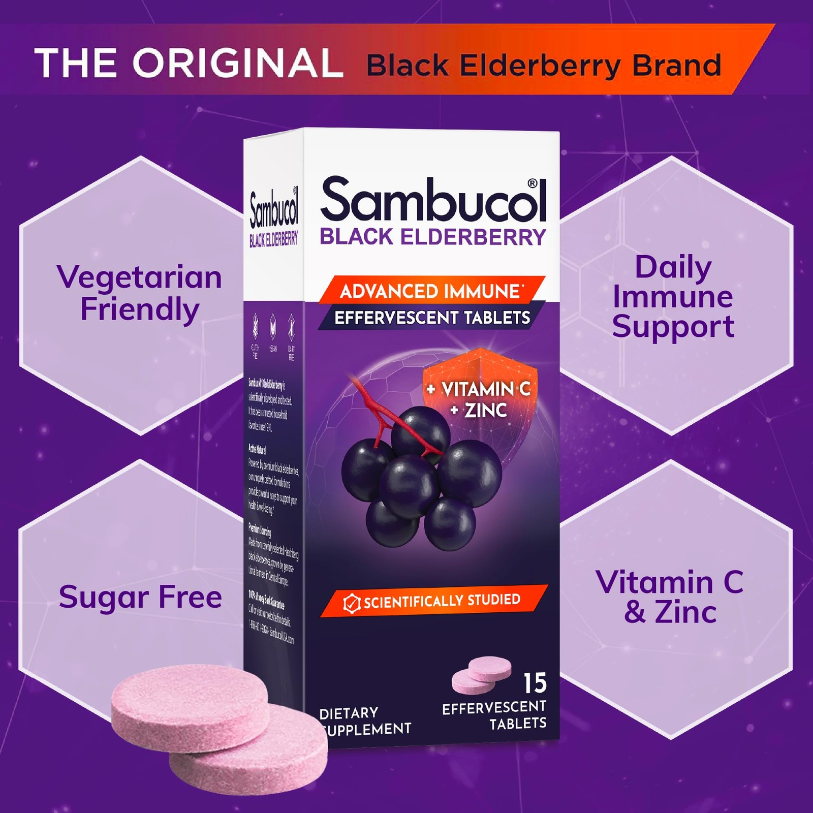Sambucol Black Elderberry Effervescent Tablets – 15 Count (Pack of 1)