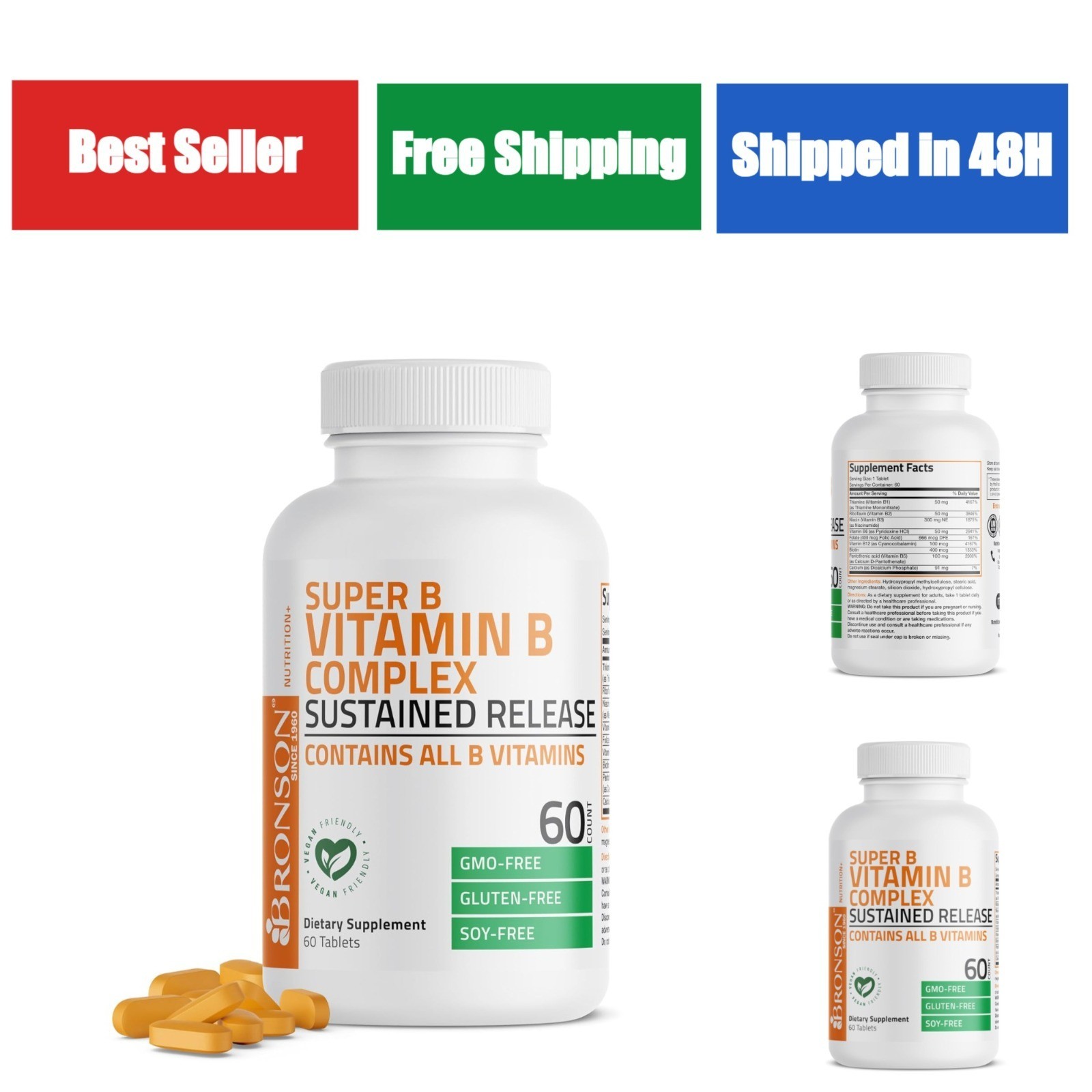 Bronson Super B Vitamin B Complex 60 Tablets – Energy Support