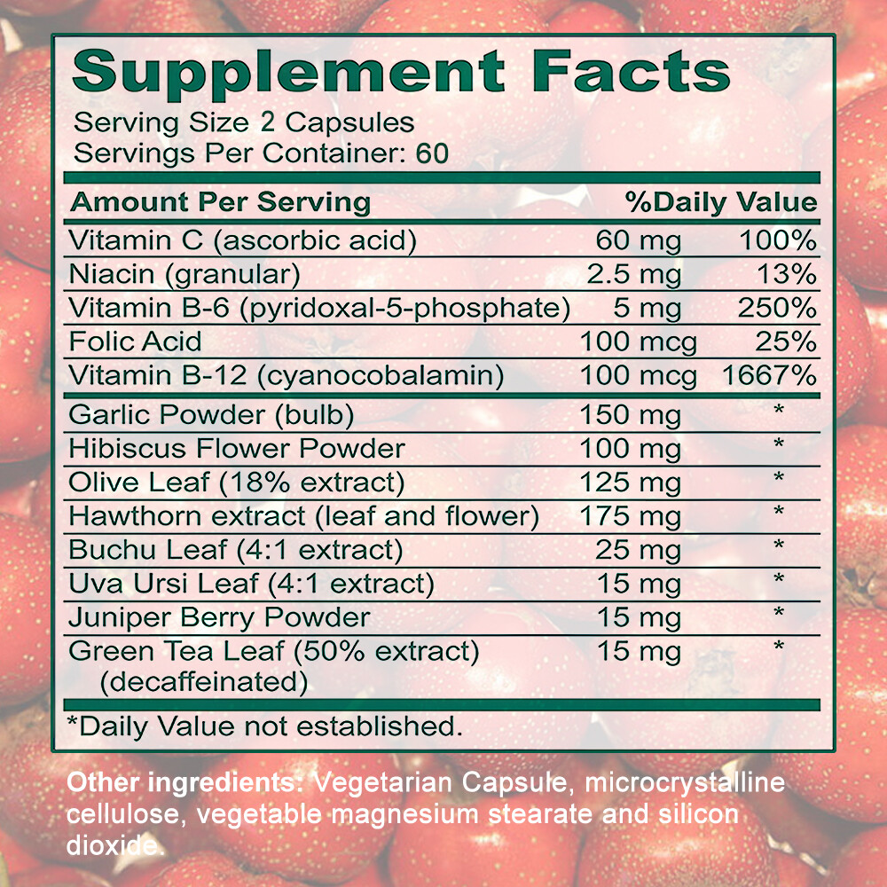 Healthy Blood Pressure Supports, w/Hawthorn + Garlic Power Extract
