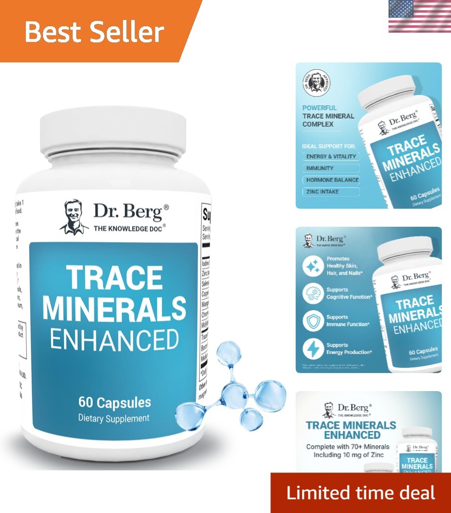 All-Natural Trace Minerals & Zinc Capsules – 70+ Minerals, Unflavored, 60 Count