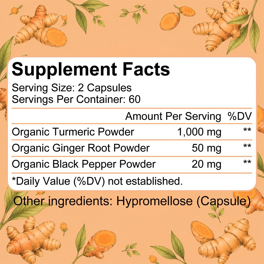 Turmeric Curcumin 30/60/120 Capsules 1000mg for Joint Comfort & Digestive Health