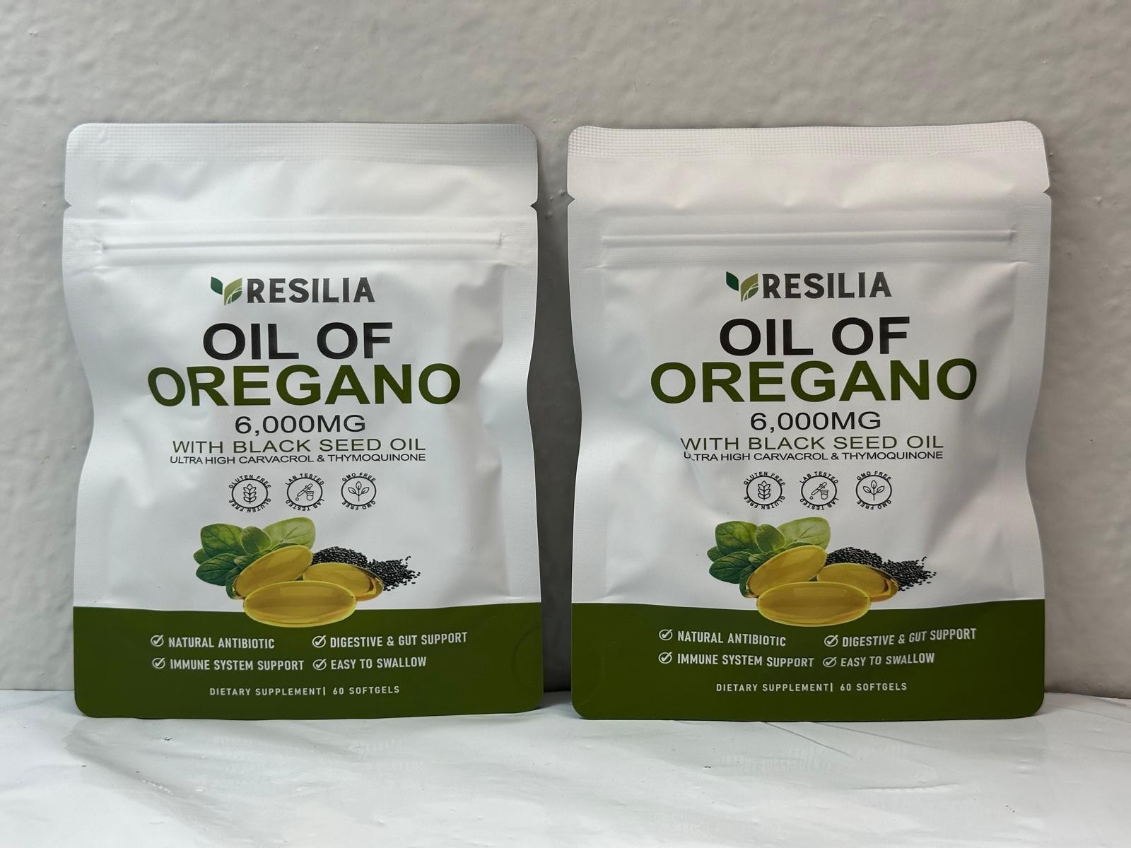 Resilia Oil of Oregano 6000mg with Black Seed Oil Softgels – 60 Capsules x 2 Pk