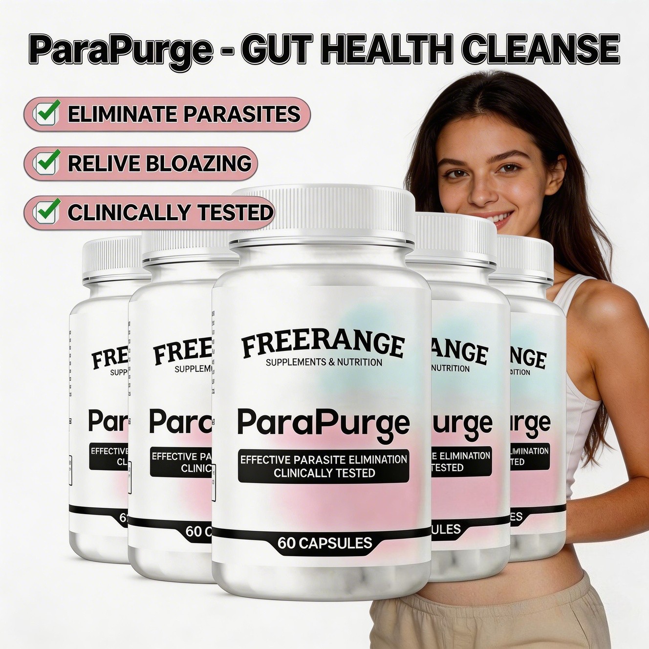 FreeRange ParaPurge Advanced Parasite Cleanser 60-300 Capsules Para Purge Newbl