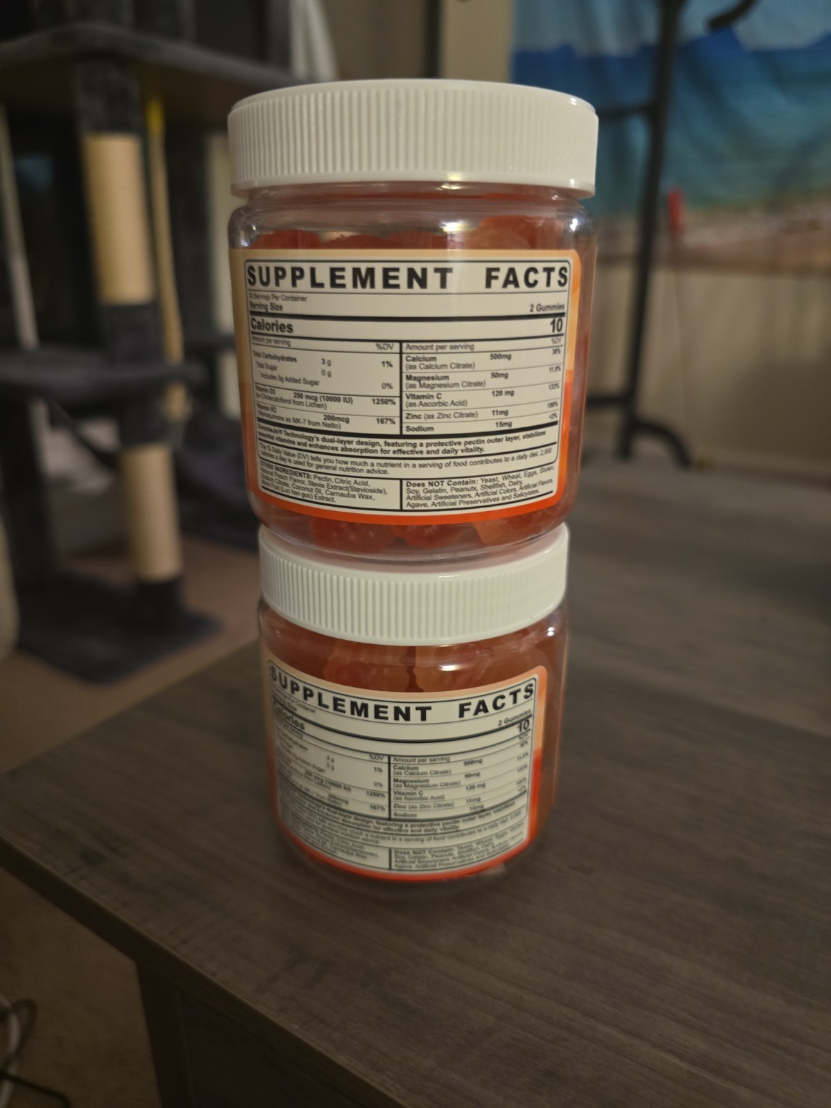 2 x 60ct,gummies, D3 K2 10,000 IU 200mcg, Gummiejel, Calcium Citrate 500mg