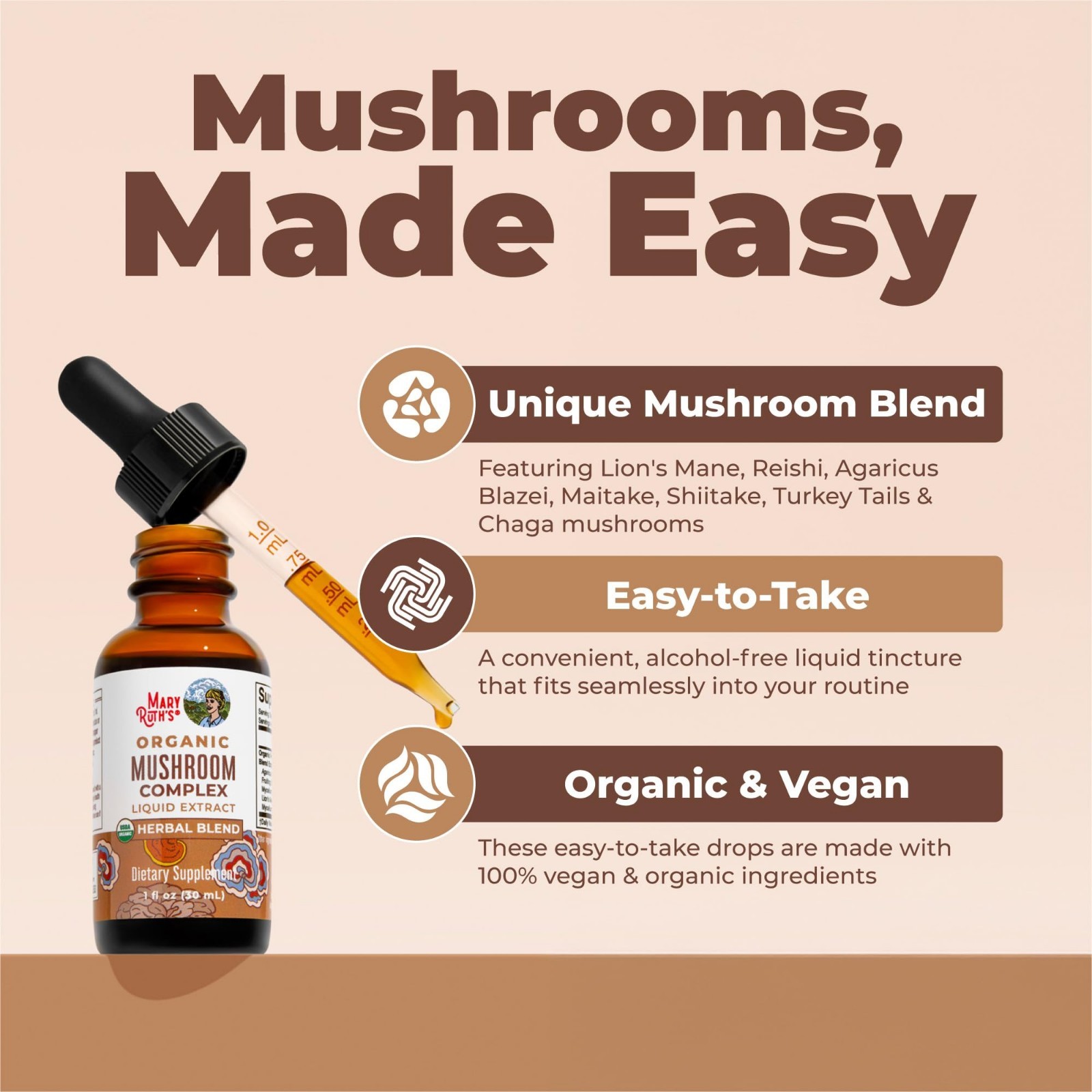 Organic Mushroom Complex Blend – Lion’s Mane, Turkey Tail, Reishi & Shiitake – V