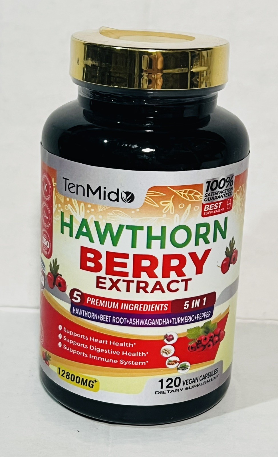 Hawthorn Berry Extract 12800mg Beet Root Ashwagandha Turmeric 120 ct EXP 1/27 P8