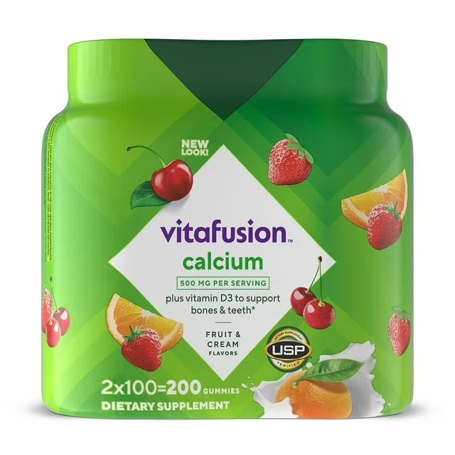 vitafusion Calcium Vitamin D3 Gummies Bone & Teeth Support Fruit & Cream 200ct