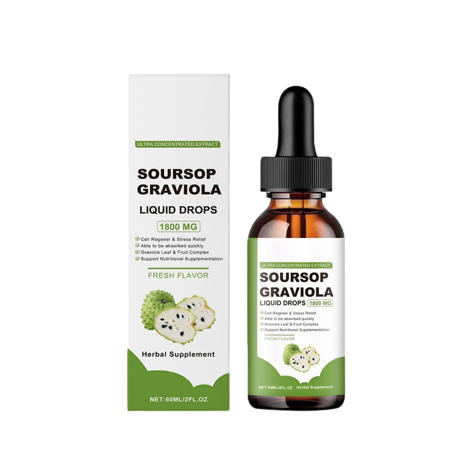60ML Soursop Graviola Extract 1800MG Guanabana Annona Antioxidant Liquid Drop