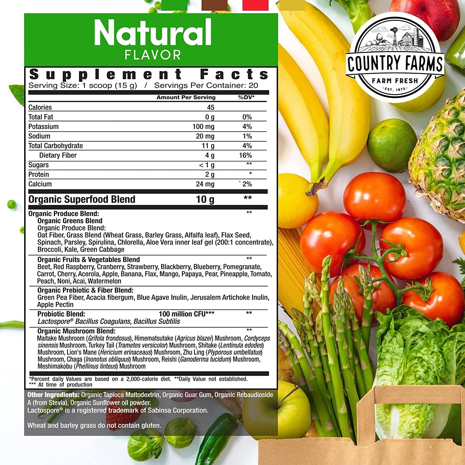 Country Farms Super Green Drink Mix, Natural, 10.6 Ounce (Packaging may vary)