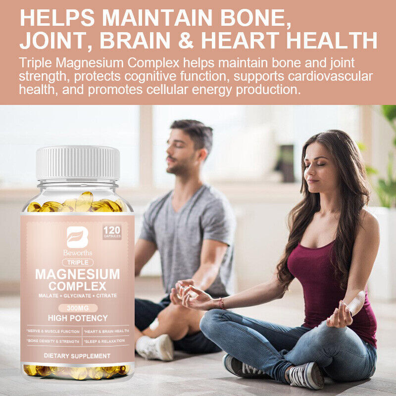 Triple Magnesium Complex 300Mg – Improves Sleep, Energy and Immune Support 120PC
