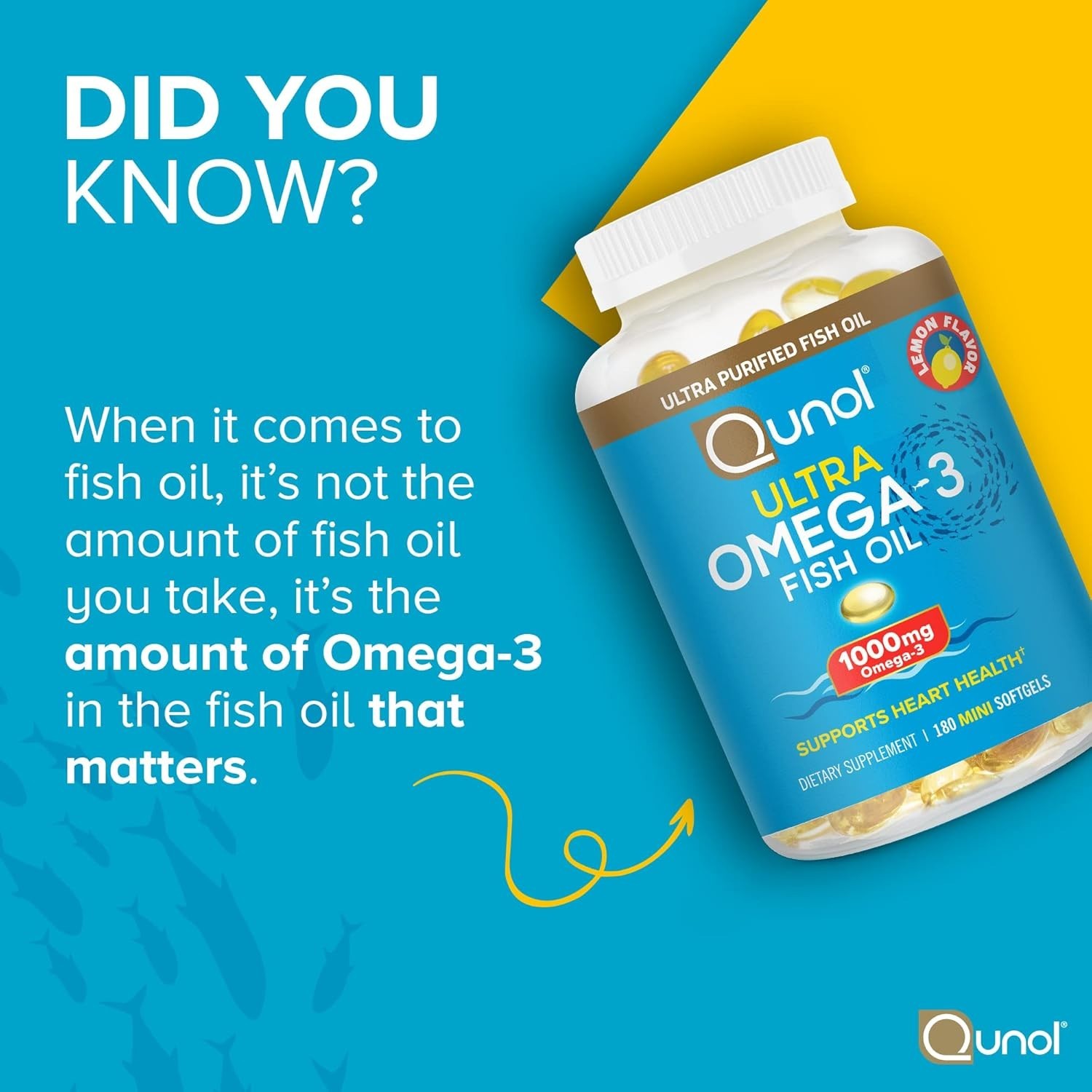 Easy to Swallow Omega-3 Softgels 1000mg – Ultra Pure Fish Oil in 180 Count