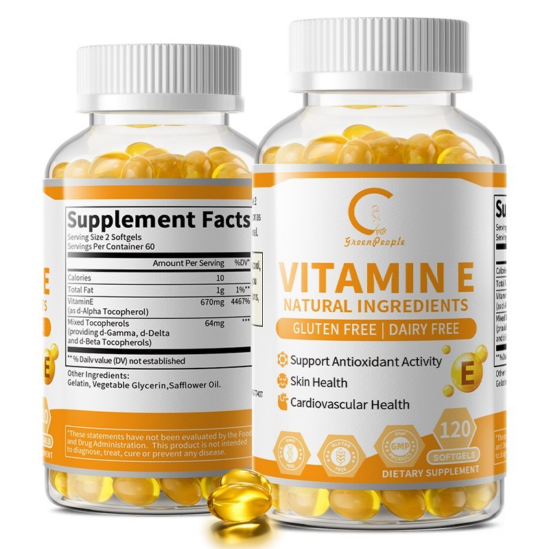 Vitamin E Oil Softgels 1000 IU 670mg Antioxidant for Immune & Skin Health