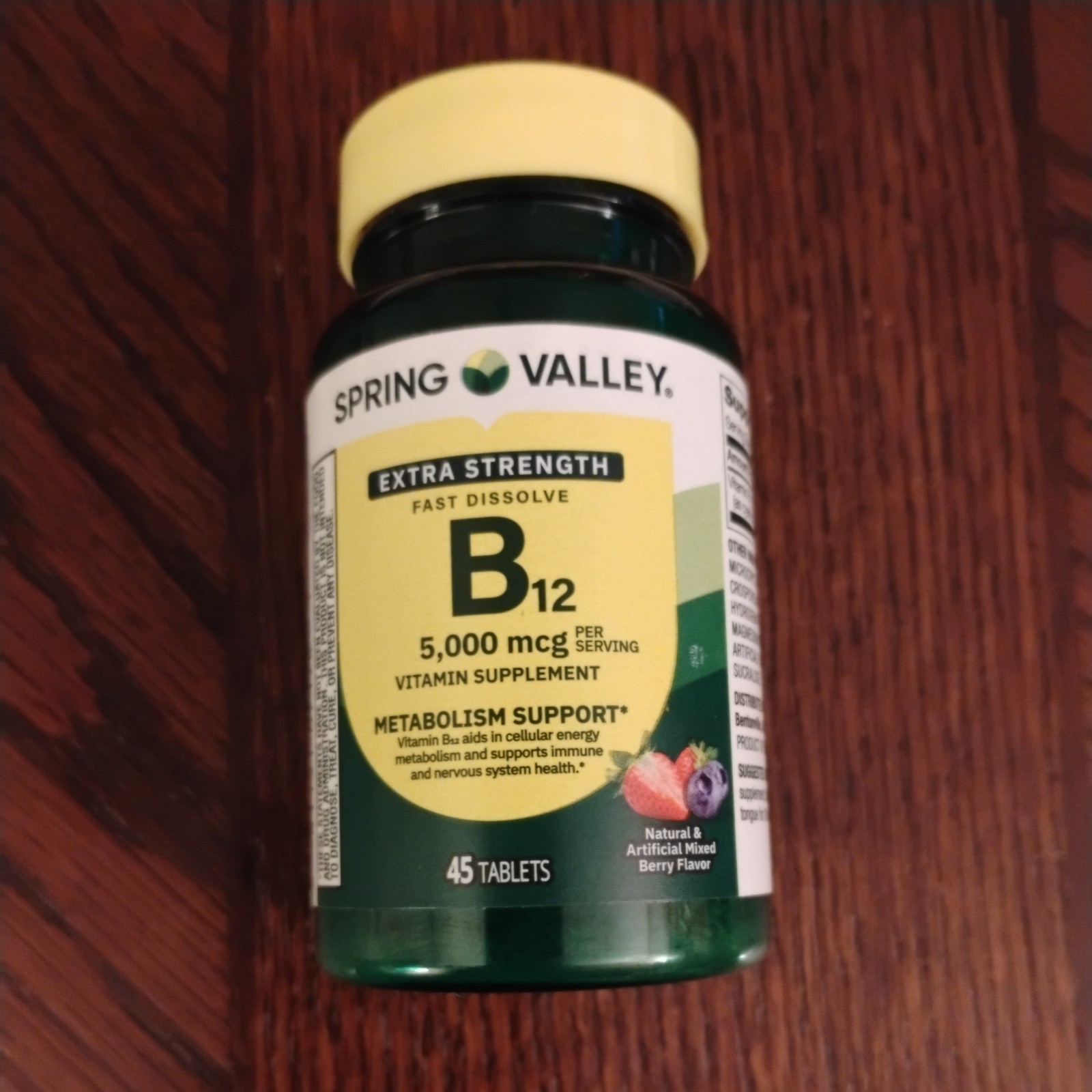 Spring Valley B12 Extra Strength Fast Dissolve Tablets – Mixed Berry, 5000mcg.
