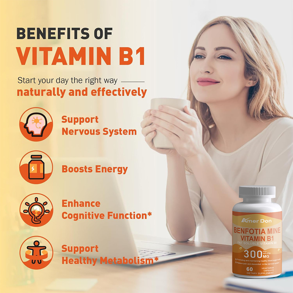Benfotiamine 300mg 60Caps Vitamin B1 Benfotiamine Thiamine Fat-Soluble