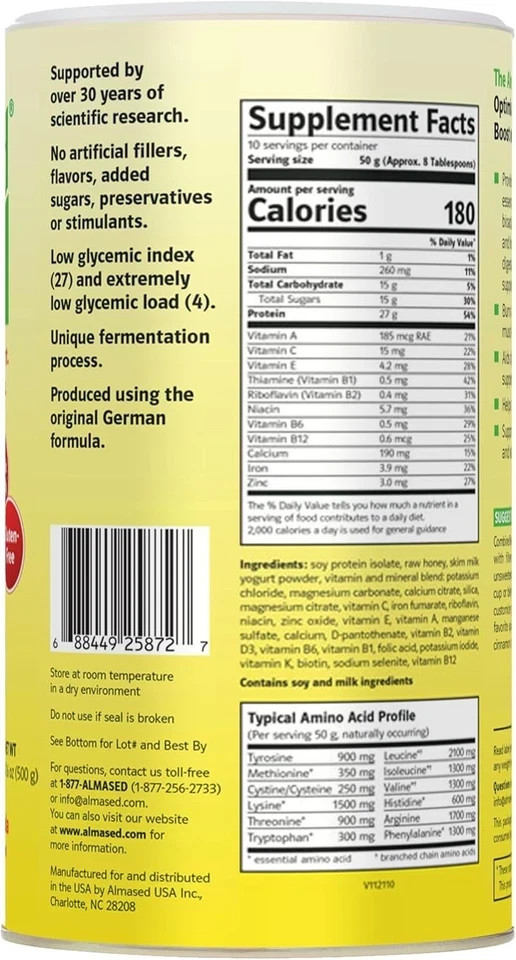 Almased High Protein Supplement & Weight Loss Shake Original 17.6 oz ( Pack of 3
