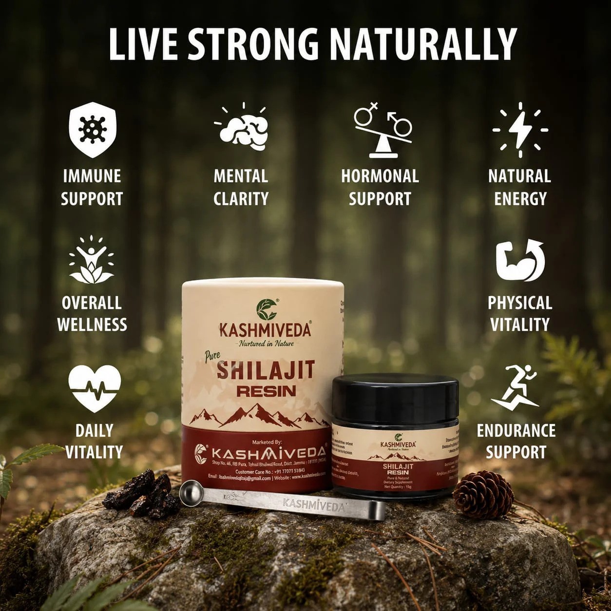 KASHMIVEDA Shilajit Resin 40 Gram, 75% Fulvic Acid Organic 100% Pure 120 Serving