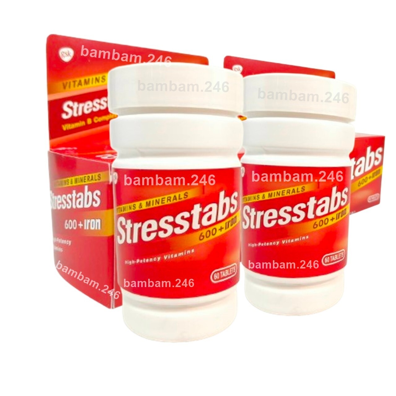 2x Stresstabs with Iron 60 Tablets Healthy Stress Relief for Women Fresh Bright