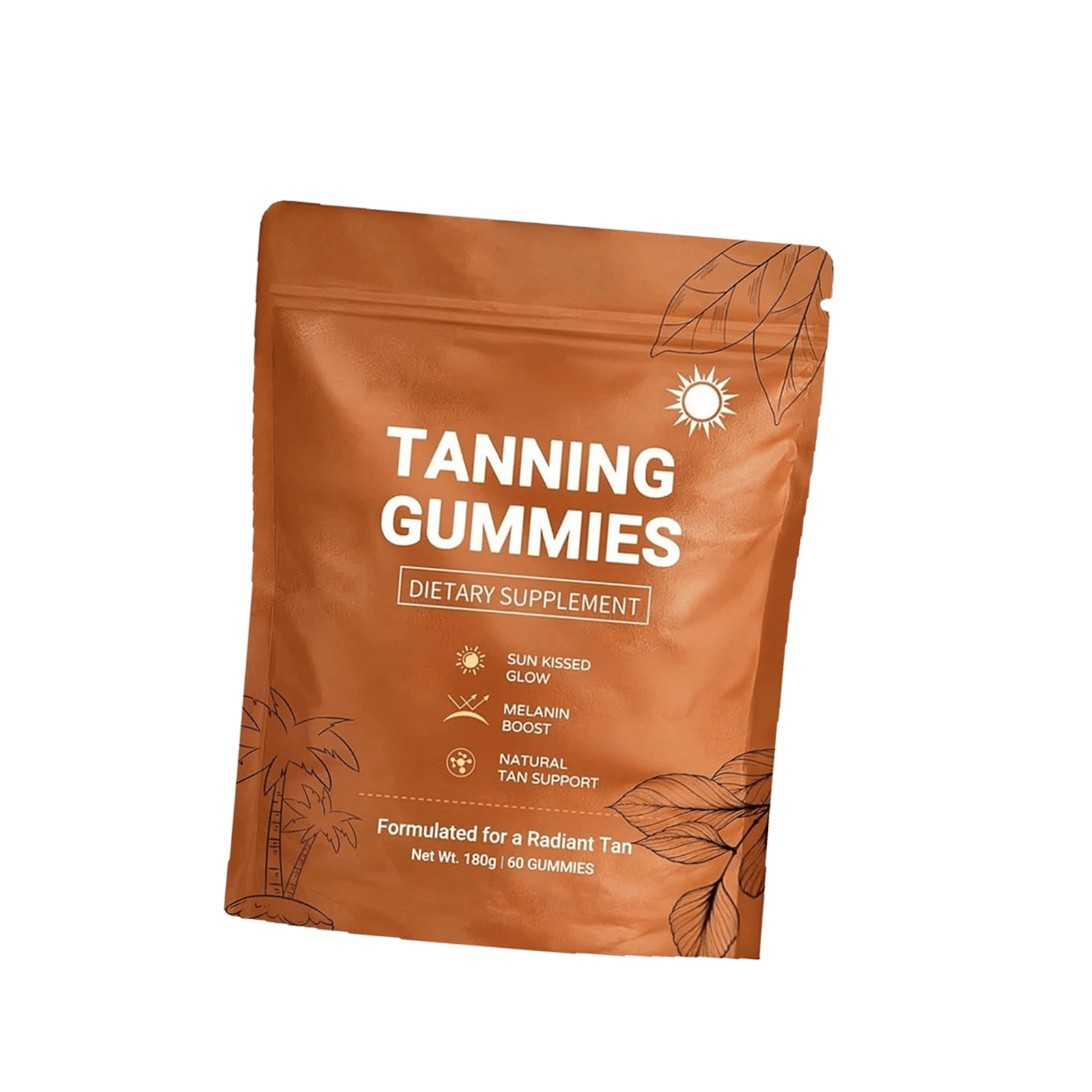 60pcs/bag Natural Daily Tanning Gummies Sunless Tan & Skin Glow Supplement