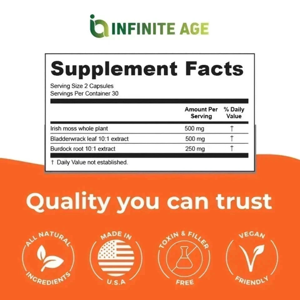 3 Pack INFINITE AGE Sea Moss Advanced 1250mg Superfood, High-Potency 60 Capsule