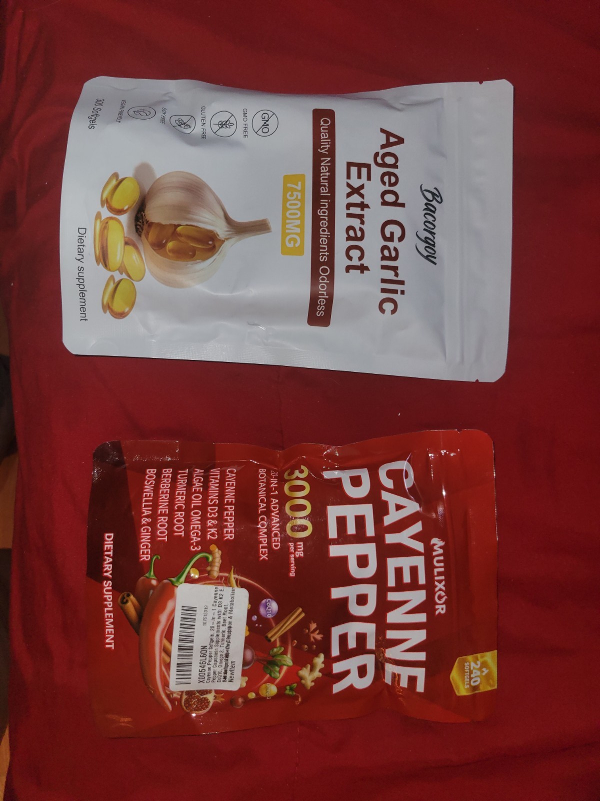 Mixed Brands Odorless Aged Garlic & Cayenne, Eye Health 120 Softgels + 2oz Drops