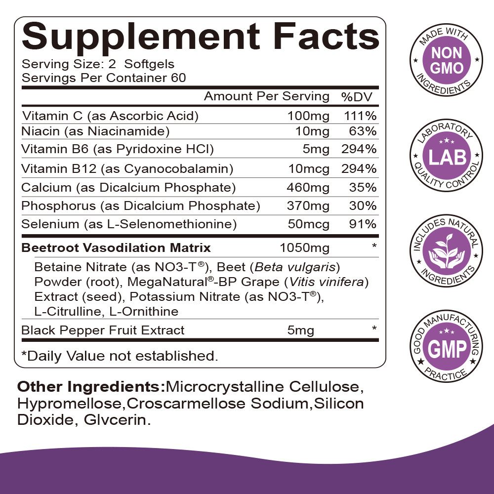 Total Beets 1050mg Concentrated Beet Root 120 Capsules Circulation Support