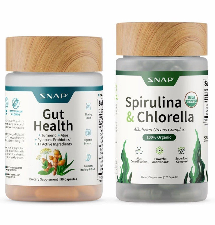 SNAP Gut Health Digestive Support 50 + Spirulina Chlorella 60 Vegan Exp 04/2027