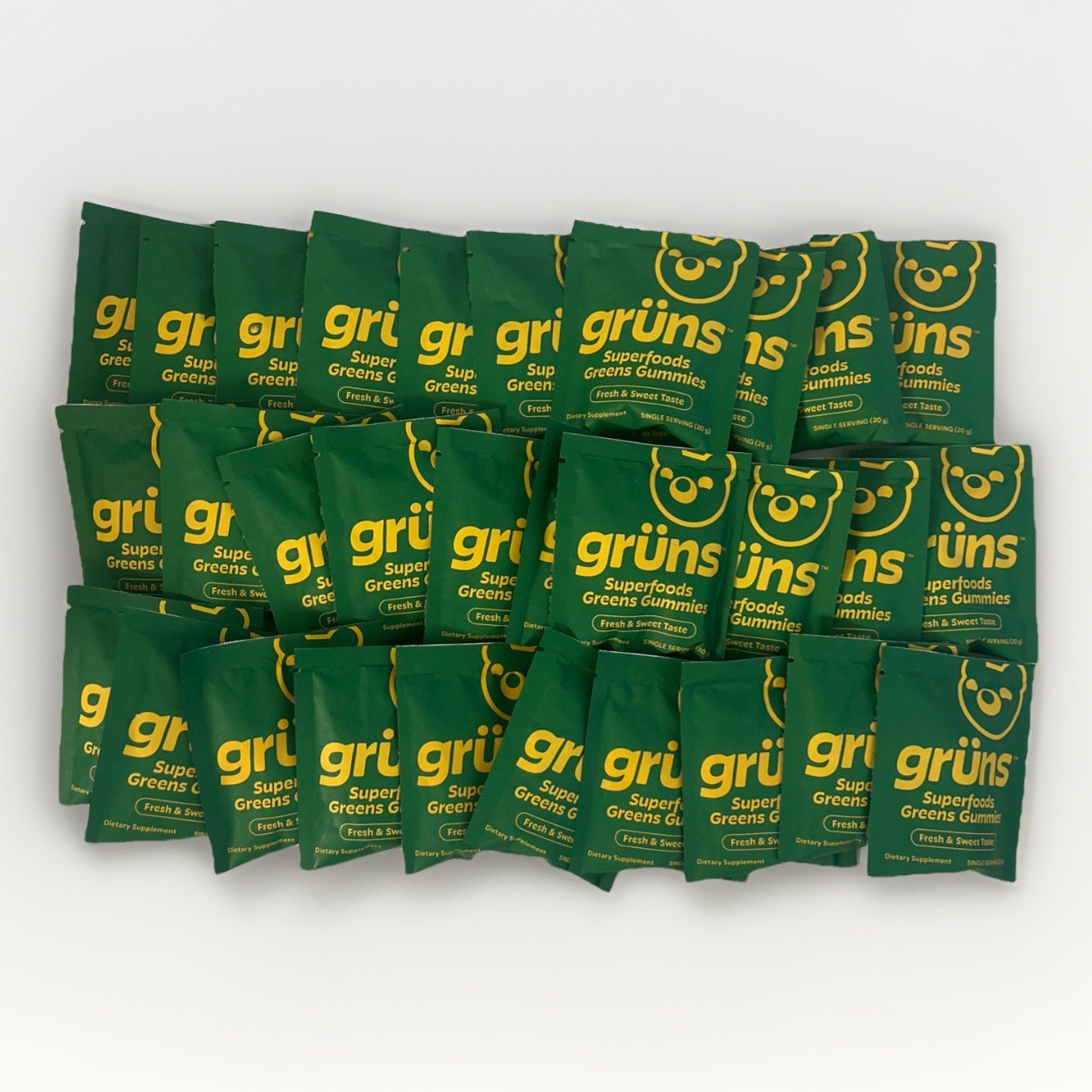 30 Pack Vitamin Superfoods Greens Gummies Gruns Individual Packs Exp 6/2027
