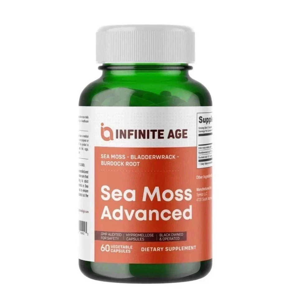 3 Pack INFINITE AGE Sea Moss Advanced 1250mg Superfood, High-Potency 60 Capsule
