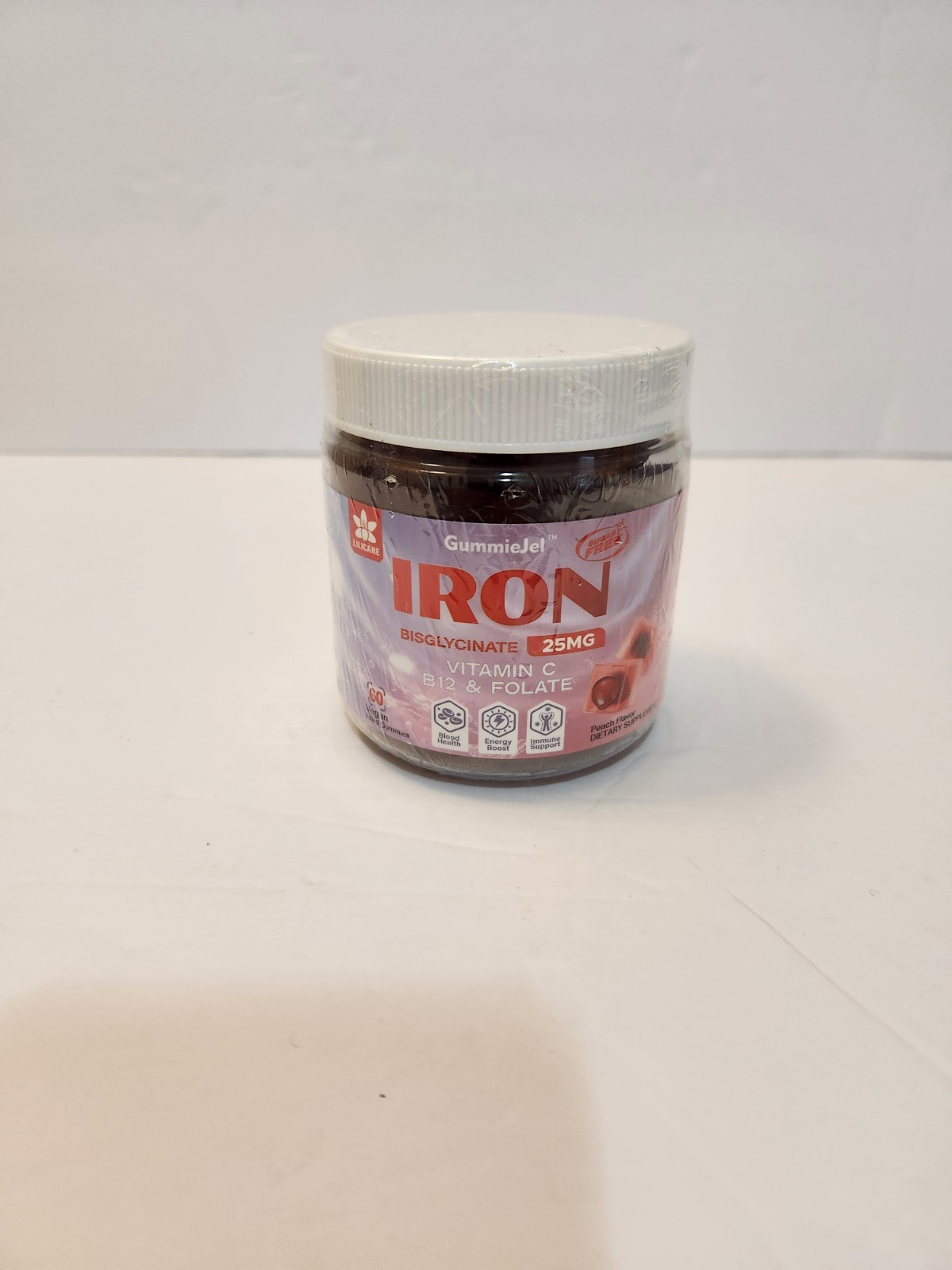 LILICARE Vegan Iron Gummies. 60 Count. 25mg Bisglycinate. New/Sealed. Exp 5/2026