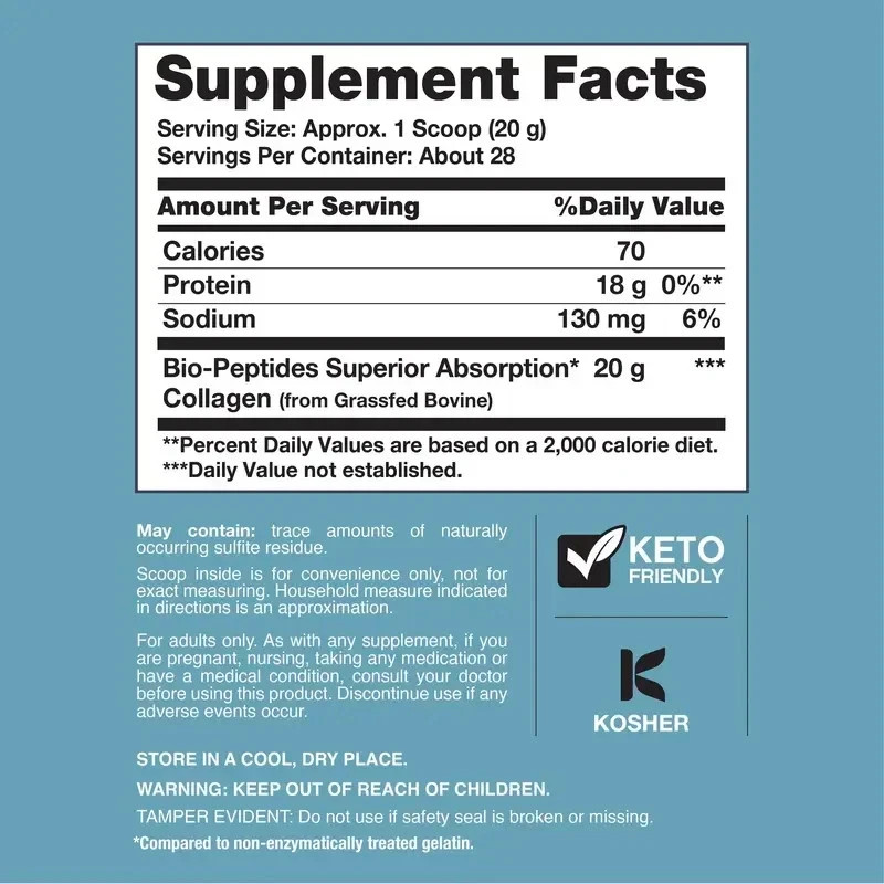 Bio-Peptides Protein 20 Unflavored Oz Grassfed Supplement New- NeoCell Collagen