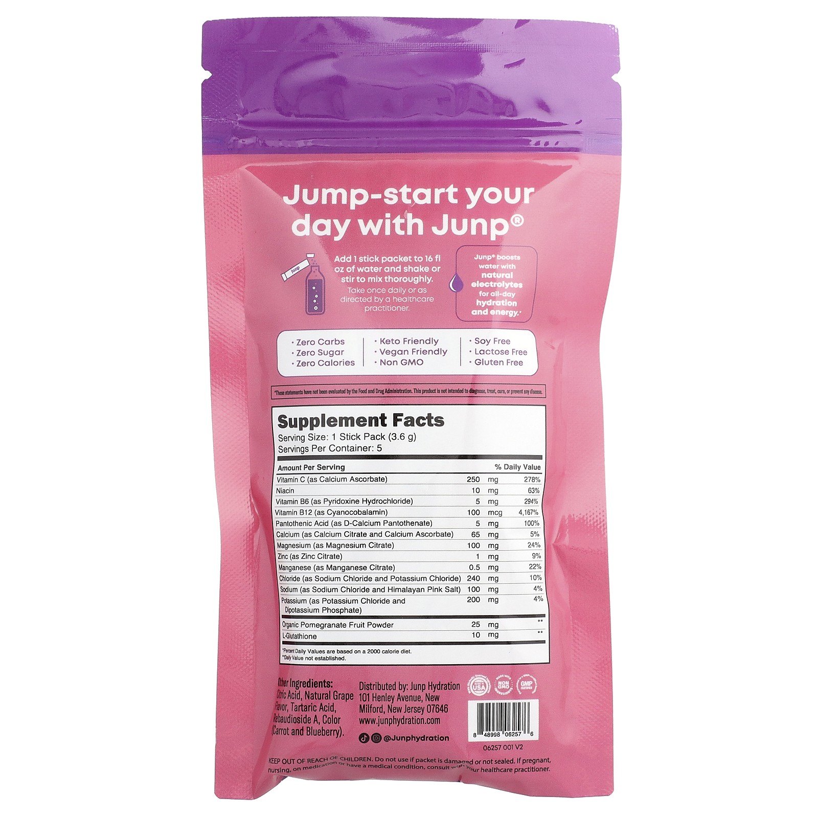 Electrolyte Powder Mix, Grape, 5 Stick Packs, 0.13 oz (3.6 g) Each