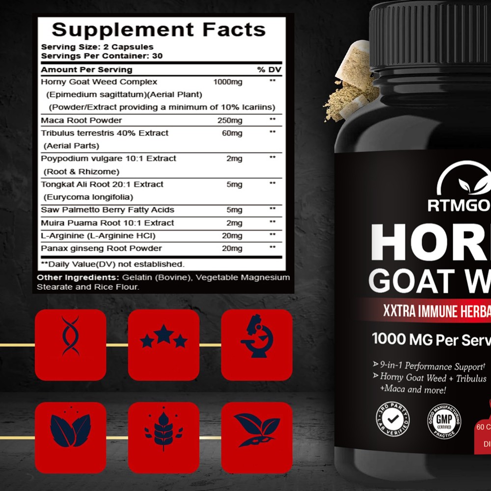 1PCS Horny Goat Weed for Male Enhancement Extra potency 1000mg Complex